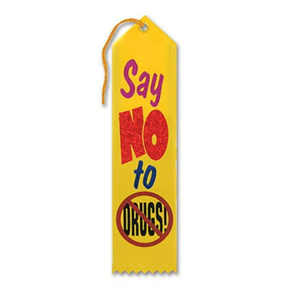 Pack of 6 Yellow "Say No To Drug Award" School Award Ribbon Bookmarks 8"