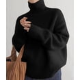 thumbnail image 6 of Womens Mock Neck Sweaters Oversized Chunky Long Sleeve Knit High Low Hem Pullover Top Fall Winter Fashion, 6 of 9