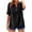 Black, variant on Women's Casual Tops V-Neck Button Down Shirt 3/4 Sleeve Hem Split Slit Loose Blouse Fashion T-Shirt, Purple S