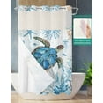 thumbnail image 3 of No Hook Shower Curtains, Turtle Small Shower Curtains with Snap in Liner, Blue Coastal Starfish Ocean Coral Nautical Waterproof Washable Fabric Bathroom Shower Curtain Sets, 36" x 72", 3 of 7