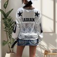 thumbnail image 2 of See Through Jersey for Women V Neck Long Sleeve See Through Jersey Sports Number Tops Streetwear for Sports imaginative, 2 of 6