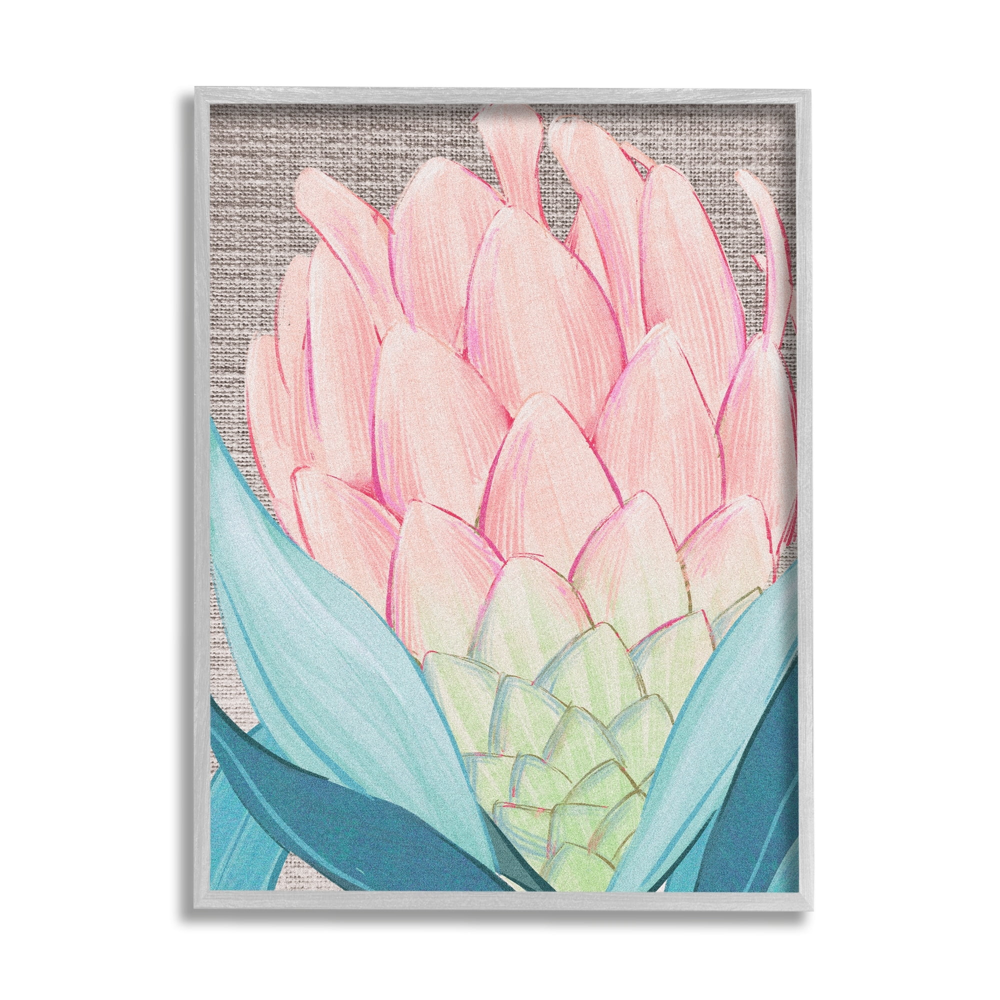 Stupell Industries Hatched Pattern Dahlia Bud Pink Spring Blooms Framed Wall Art, 24 x 30, Design by Ziwei Li