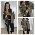 thumbnail image 6 of Zeagoo Women's Varsity Jacket Lightweight Bomber Jackets Spring 2 Pockets Button-up Casual Moto Fashion Baseball Outwear, 6 of 6