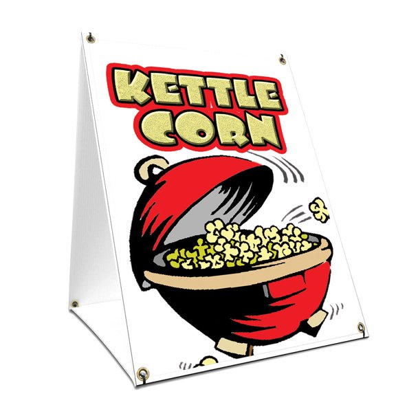 A-frame Sidewalk Kettle Corn Sign With Graphics On Each Side | 24" X 36" Print Size