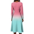 thumbnail image 4 of Womens Fall Spring Long Sleeve Midi Dress Elastic Waist Wrap Crossover V Neck a Line Dress Elegant Holiday Party Dresses, 4 of 5