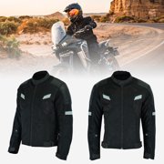 Dream Apparel Mens Motorcycle Perforated Textile Reflective Mesh Riding 3 Season Jacket with armors