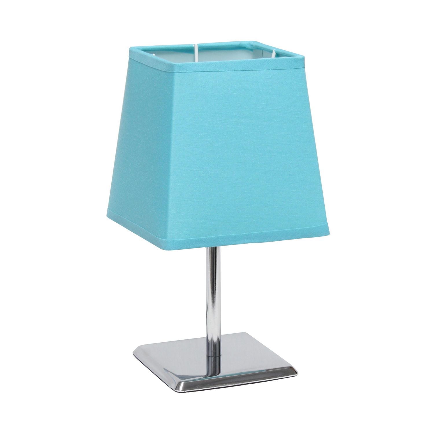 Simple Designs Mini lampe de table chromée avec abat-jour carré en tissu Empire