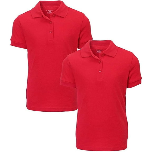French Toast Girl's 2 Pack School Uniform Short Sleeve Polo Shirts, Red, X-Small 4/5
