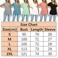 thumbnail image 2 of Askfv T Shirt for Women Basic Color Block Tee Tops Short Sleeve V-neck Tshirt Split Loose Tops, 2 of 6