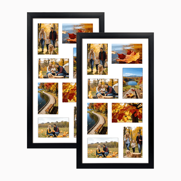 8 Opening 4x6 Collage Picture Frames, Horizontal and Vertical Black Multi Photo Frame for Wall Mount, Set of 2