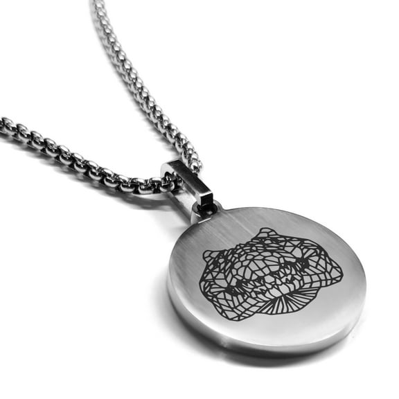 Stainless Steel Geometric Polygon Crocodile Animal Round Medallion Pendant Necklace