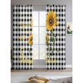 thumbnail image 2 of Sunflowers Sheer Curtains 63 Inch Length 2 Panels Set for Living Room/Bedroom, Spring Summer Bees Floral Black Plaid Kitchen Curtains Grommet Semi-Sheer Curtains Drapes Window Treatments 42"x63"x2, 2 of 7