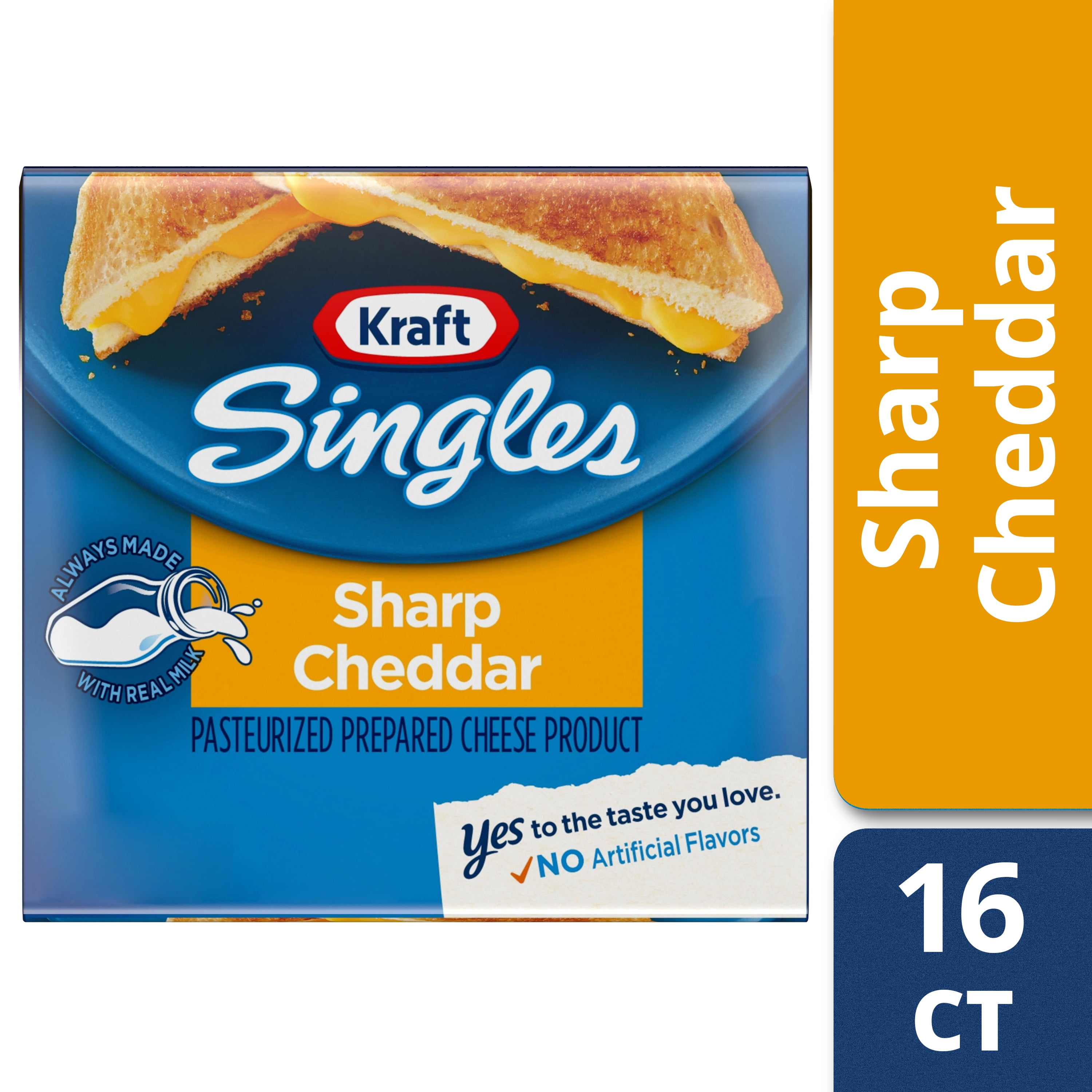 Kraft Singles Sharp Cheddar Cheese Slices, 12 Oz (16 Slices) - Walmart.com