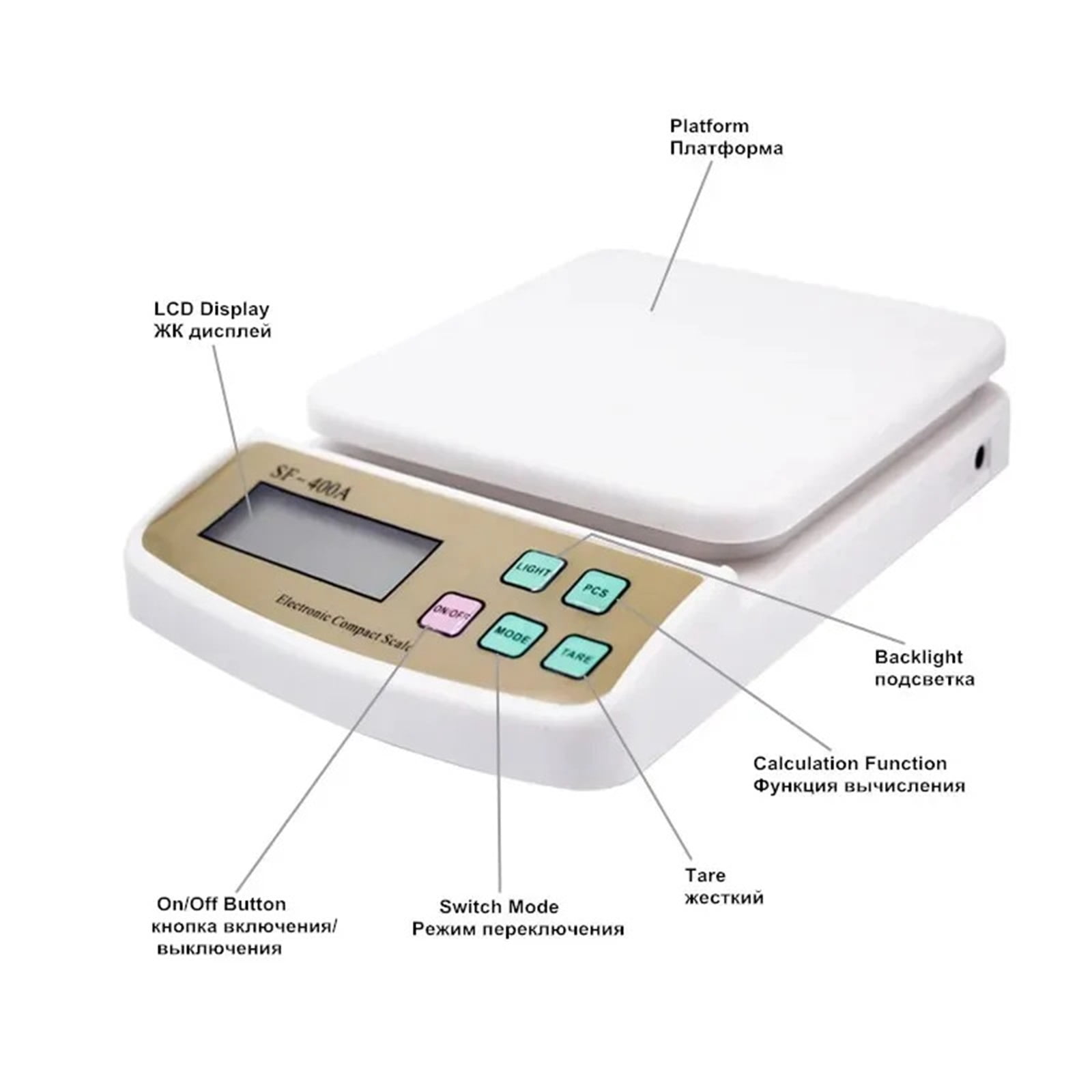 10kg 1g Precision Digital Electronic LCD Display Kitchen Scale Fruit Weight Weighing Balance with Backlight Jewelry Scale SF400A