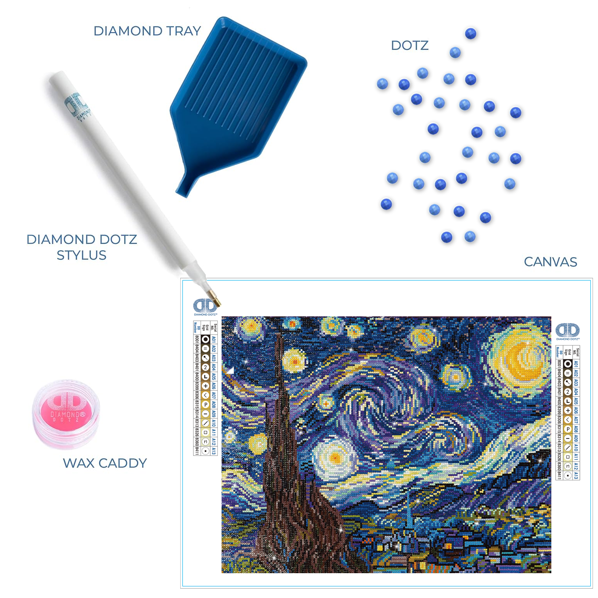 Diamond Dotz Starry Night (Van Gogh) Diamond Painting Kits for Adults - Diamond Art Kits a Relaxing Creative Craft Kit with Dotz Gems 16x20