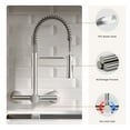 thumbnail image 2 of Wall Mount Kitchen Faucet Single Handles, 8 Inch Center Wall Commercial Utility Sink Faucet with Pull Out Sprayer 2 Modes, Stainless Steel, Brushed Nickel, 2 of 8