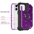 thumbnail image 3 of Casetego for iPhone 15 Pro Case,Fashion Glitter Sparkly Bling 3 in 1 Shockproof Heavy Duty Hybrid Sturdy High Impact Protective Cover for Women Girls,Purple, 3 of 8