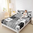 thumbnail image 4 of jejeloiu Geometric Chekc Grid Twin Sheet Sets,Jungle Wildlife Deer Twin Fitted Sheet,Lake House Flat Sheet For Teens,Breathable Home Decor,3pcs, 4 of 7