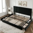 thumbnail image 5 of Amolife King Size Storage Platform Bed Frame with 4 Drawers & Upholstered Velvet Slat Headboard, Black, 5 of 12