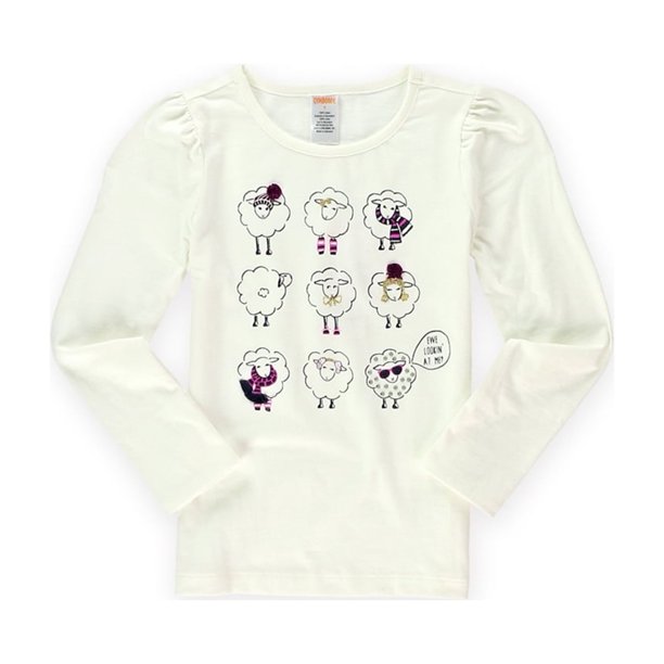 Gymboree Girls Ewe Sparkle - Camiseta adornada, color blanco, 7 Gymboree Camiseta adornada