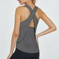 thumbnail image 2 of Women Summer Tops Women's Casual Round Neck Backless T Shirt Summer Fall Versatile Top For Daily Wear Sports Vacation Home Comfortable Soft Breathable Fabric Camisoles Daddy Top for Women Dark Gray S, 2 of 4