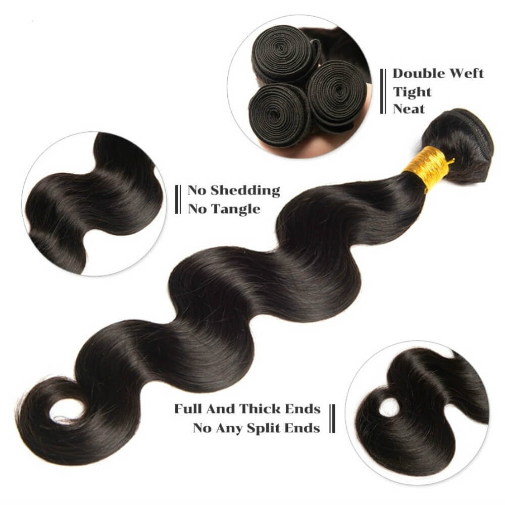 Brazilian Sew In Bundles Hair Extension Body Wave Real Virgin Remy Human Hair 100g Natural color 10"