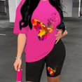 thumbnail image 1 of Conjunto De Salón Con Estampado De Mariposa De Bloque De Color, Top Casual De Manga Corta Con Cuello Redondo Y Shorts Acogedores, Ropa De Salón Y Ropa De Dormir Para Mujeres, 1 of 4