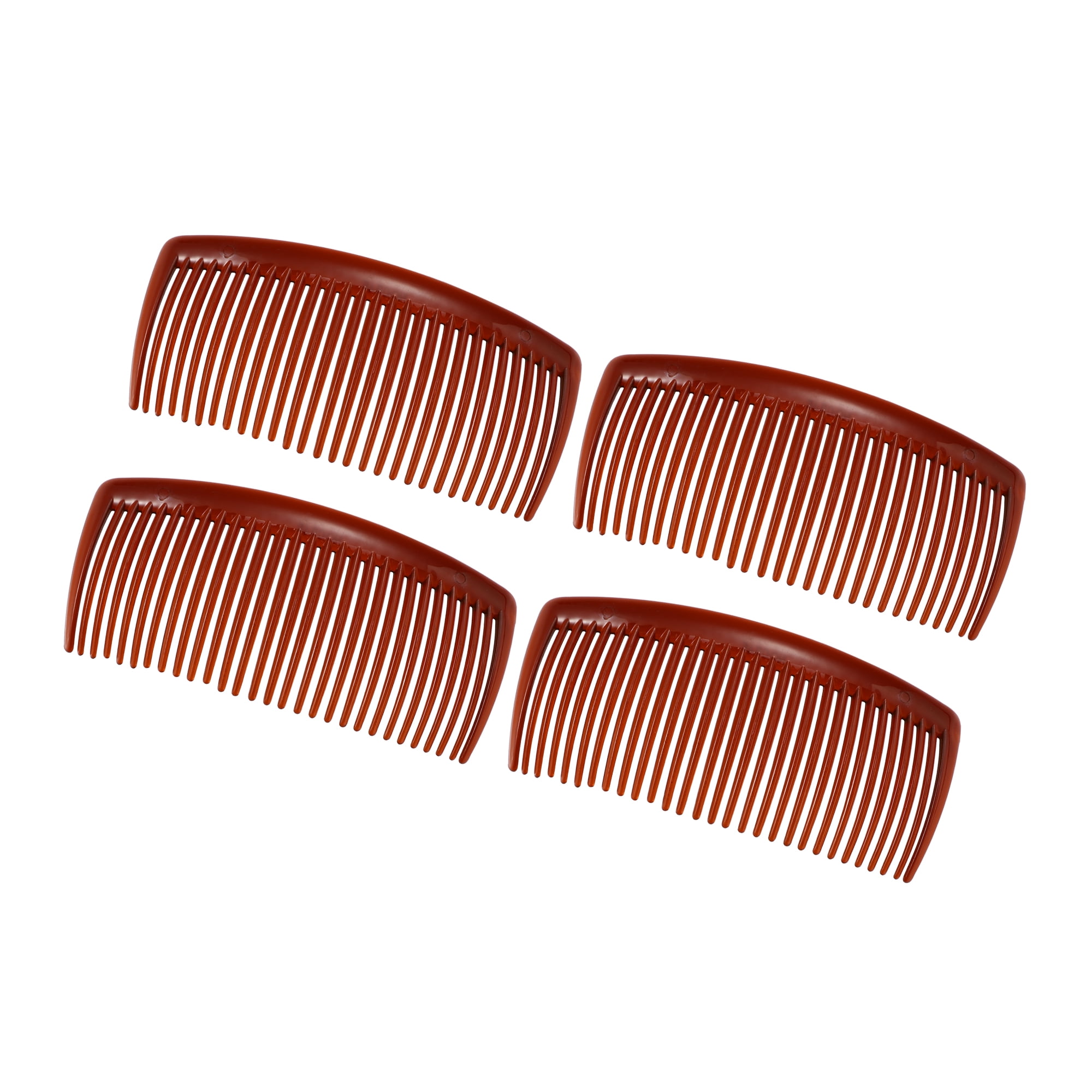 Vocoste 4 Pcs Classic Side Clip Hair Comb Teeth Hair Combs Hair Clip Comb 4" Plastic Brown