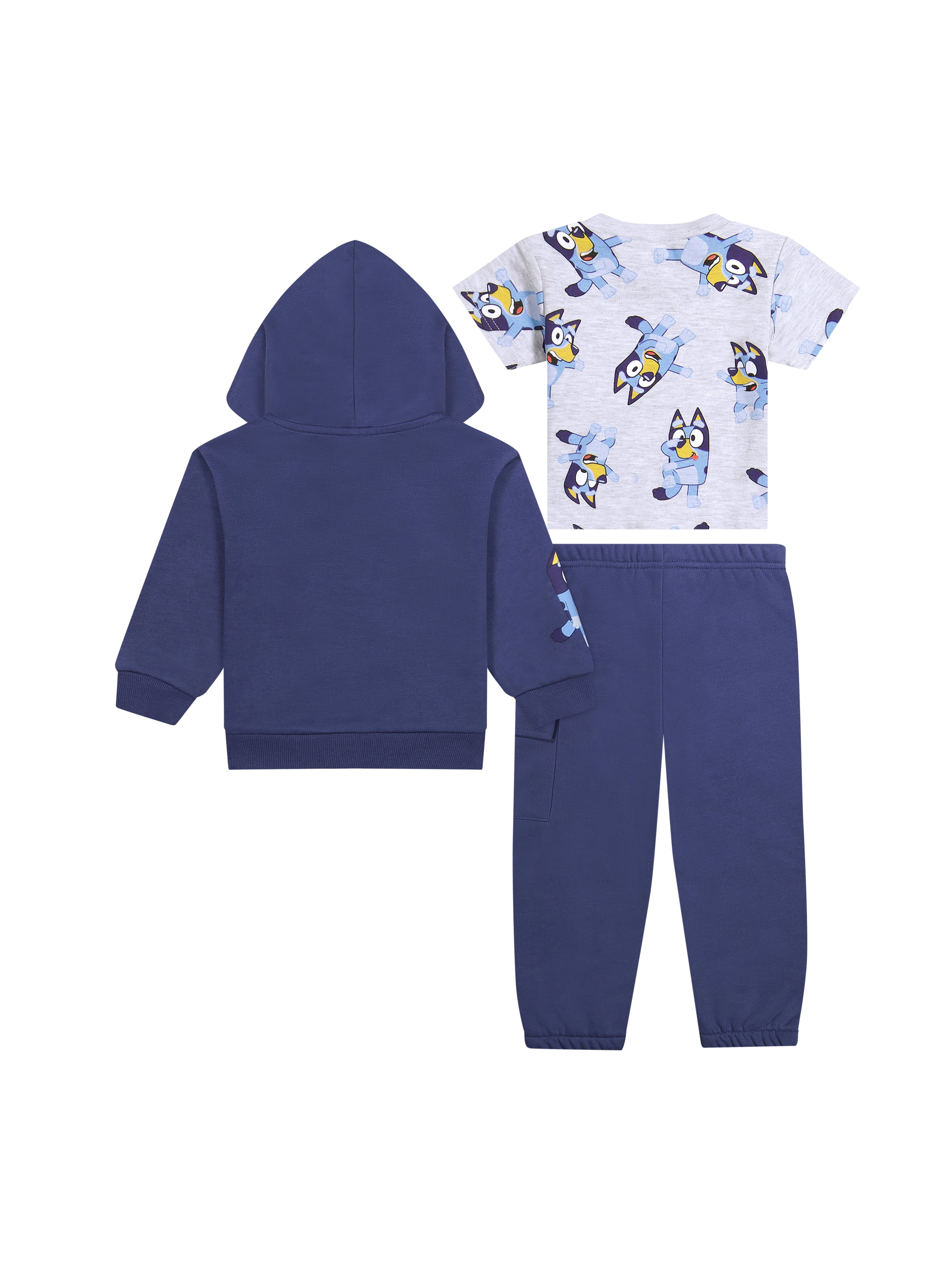 Bluey Baby Boy 3 Piece Fleece Jogger Set, Sizes 0-24 Months