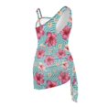 thumbnail image 4 of Whosucclay Hibiscus Waves Green Removable Bra Girls One Piece Swimsuits Swimwear with Cover Up Skirt, Spandex Material Adjustable Strap Girls Swimsuit for Vacation, 13-14 Years Old, 4 of 8