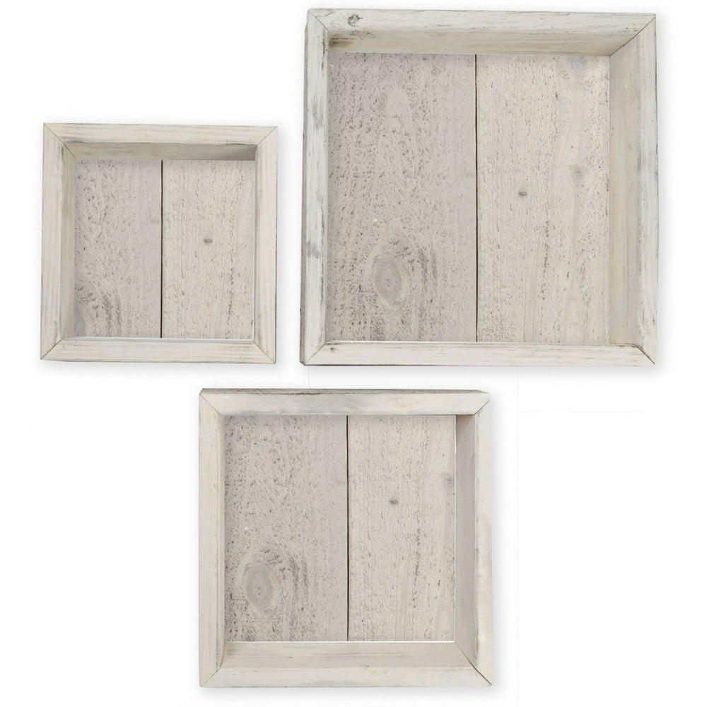 Set of 3, Square, Closed Back, Vintage Farmhouse Shadow Box Shelves