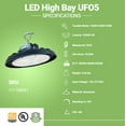 thumbnail image 6 of GREENLIGHTDEPOT LED High Bay - 22000 LM - Wattage Tunable (150W/120W/100W) - CCT Selectable (3500K/4000K/5000K) - UFO5 - Hook Mount - Black - UL DLC 5.1 (150, Watts), 6 of 11