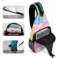 thumbnail image 4 of Full Print Chest Bag 8×15in Outer Large Bag On Both Sides Of Mesh Bag Inside Pocket Design Sponge Pad Shoulder Strap Tie-dye Pattern Rainbow Colors Tie-dye Background_2, 4 of 8
