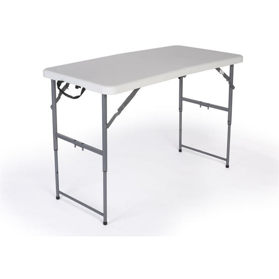 Adjustable Height Folding Table 4 Foot Adjusts From 26 32 Inches Folds In Half White Plastic Adjrctb48