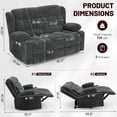 thumbnail image 7 of ODUMDUM Loveseat Recliner Sofa, Fabric Manual Pull Tab Reclining Loveseat with USB Charge Ports, Cup Holders, Recliner Love Seat Couches for Living Room, RV, Gray, 7 of 7
