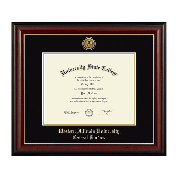 Framerly - WIU Studies Diploma Frame with Black and Gold Mat
