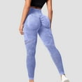 thumbnail image 2 of Women's High Waisted Breathable Hollow Mesh Slim Fit Stretchy Yoga Pants Butt Lifting Leggings Workout Capris Blue,L, 2 of 5