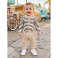thumbnail image 4 of RUINIXCW Baby Boy Fall Outfit Striped Knit Long Sleeve Rompers  Elastic Pants Set, 4 of 8