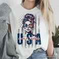 thumbnail image 2 of Made in America Messy Bun T-Shirt, Retro 4th of July White Patriotic Tee, 2 of 6