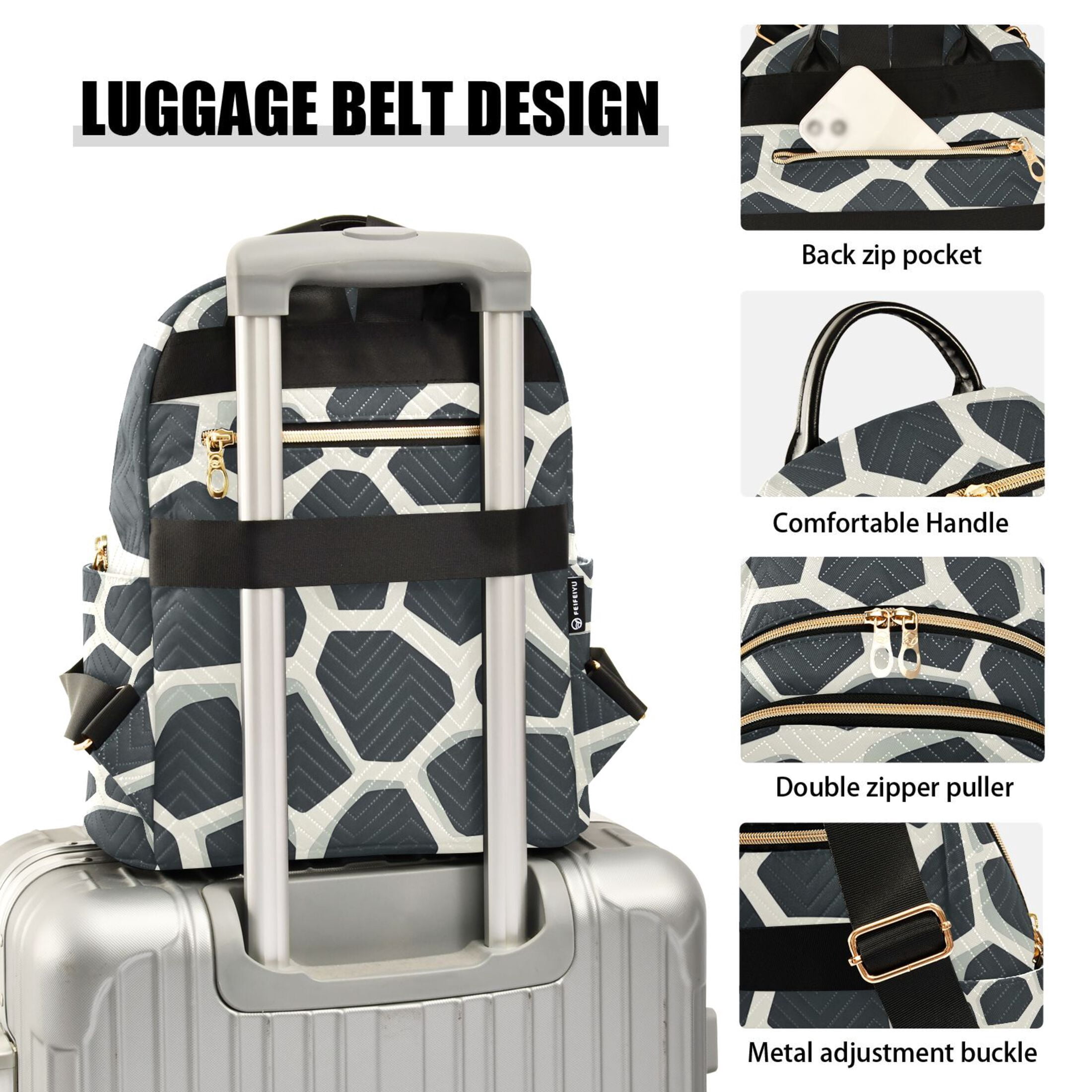 ALAZA Cow Print Womens Travel Laptop Backpack Large Daypack Ladies Shoulder Bags S