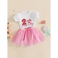 thumbnail image 5 of Miaouyo Baby Girl Birthday Outfit, Short Sleeve Embroidery Number Dog T-shirt with Tulle Skirt Summer Outfit, 5 of 9