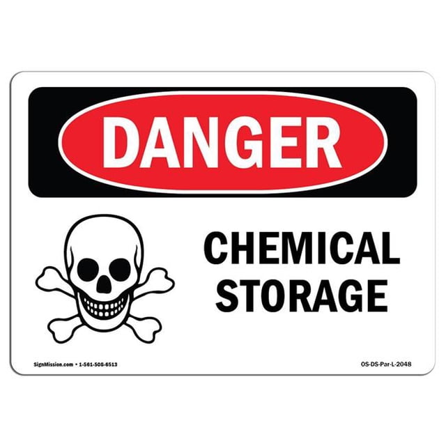SignMission OS-DS-A-1218-L-2048 12 x 18 Po Signe de Danger OSHA - Stockage de Produits Chimiques