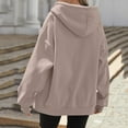 thumbnail image 4 of Wutalume Women's Fashionable Oversized Hooded Casual Sweatshirt with Zip-Up Solid Colour Jacket, Plush Lining, Warm and Comfortable, Perfect for Everyday Use and Layering,Light Brown L, 4 of 4