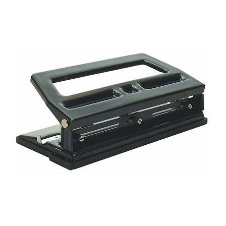 Charles Leonard Three Hole Heavy Duty Adjustable Paper Punch, Black, 40 Sheet Capacity