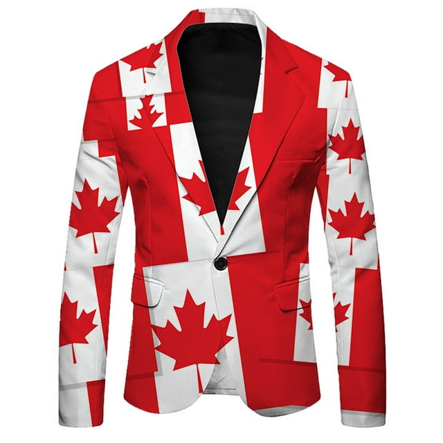 WILLBEST Men's Casual Suit Jacket with Canadian Maple Lightweight Comfortable Stylish for Spring Summer Fall Daily Wear XXL d-Red