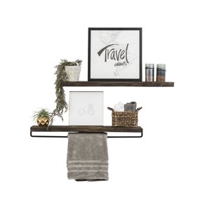 Industrial 3 Tier Floating Shelf With Towel Bar 24 Walmart Com Walmart Com