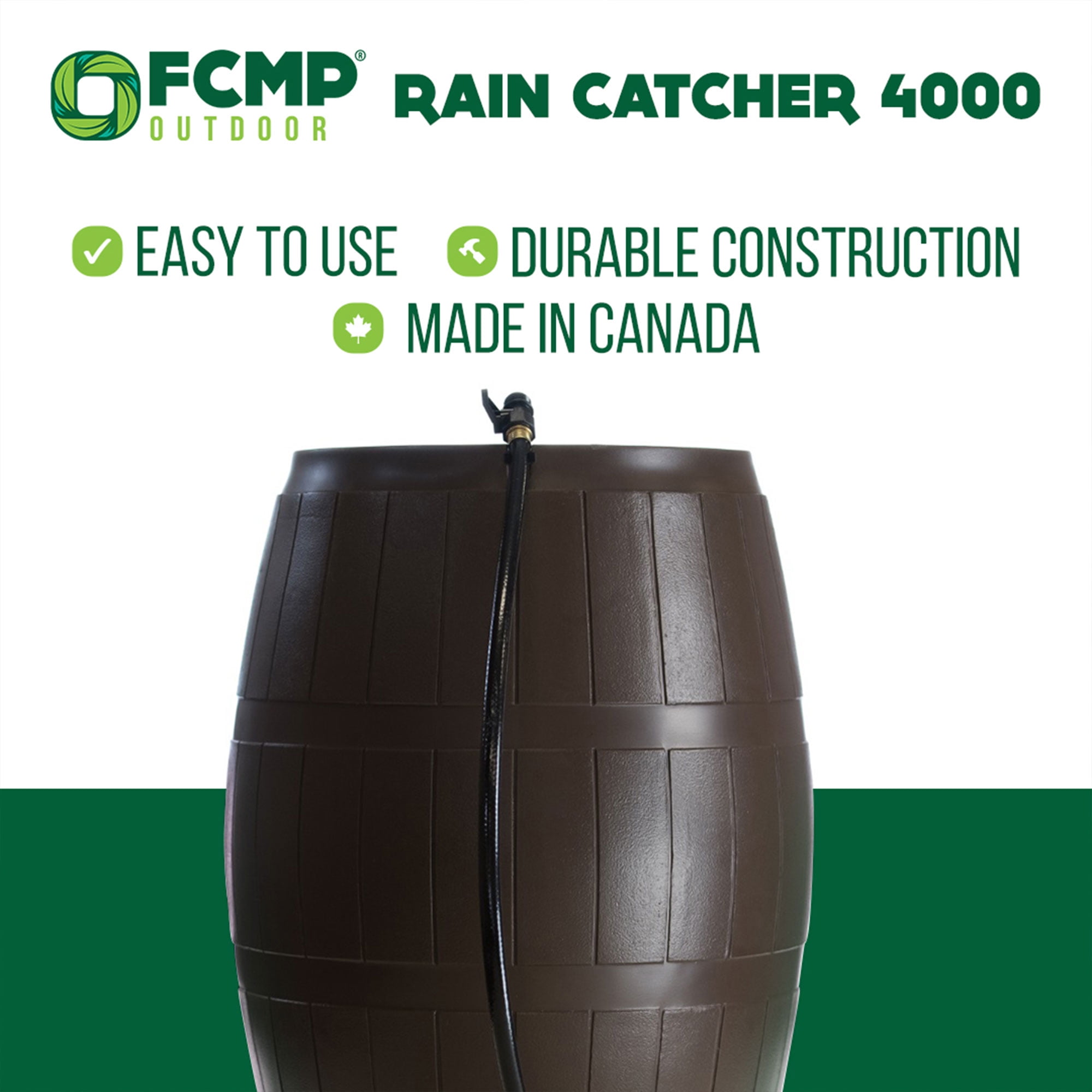 FCMP Outdoor 50-Gallon BPA Free Home Rain Water Barrel, Brown (4 Pack)