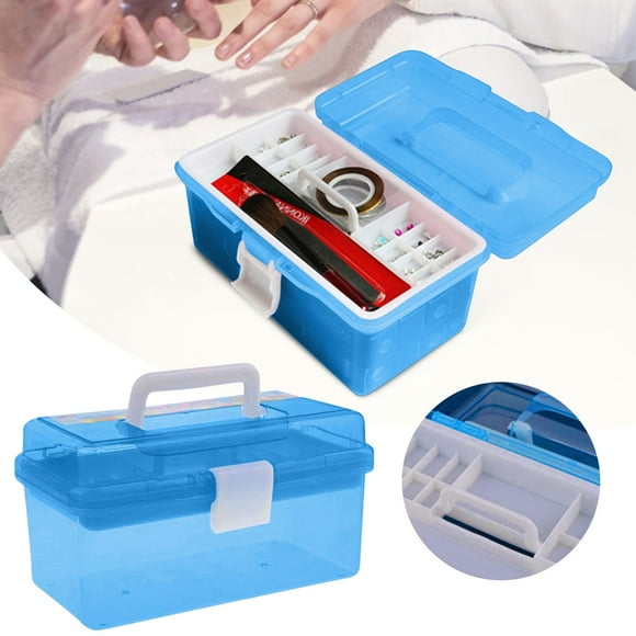 WIFKLSIIPG Blue Portable Box Organizer Multipurpose Sewing Box Tool Box Crafts and Supplies Storage Case with Handle and Removable Tray