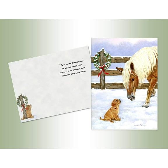 LPG Greetings Making Friends Horse and Puppy: Box of 18 Carol Decker Christmas Cards
