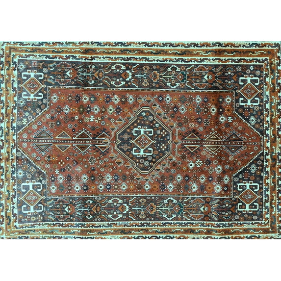 Ahgly Company Indoor Rectangle Persian Light Blue Traditional Area Rugs, 6' x 9'
